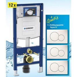 12 x Wand-WC Duofix, 1120 mm + 3 x Betätigungsplatte Sigma 01 gratis!