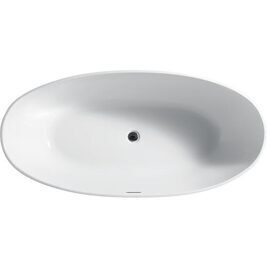 Badewanne freistehend Scardon BxHxT:1820x580x880mm mit Klicker-Ablaufgarnitur und Schlitzüberlauf chrom, Acryl weiß