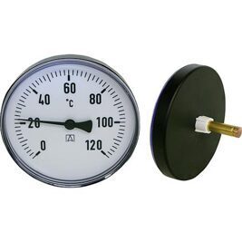 Bimetall-Zeigerthermometer 0-120 °C d = 100mm, Kunststoffgehäuse mit Fühler 40mm