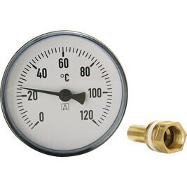 Bimetall-Zeigerthermometer 0-120 °C d = 100mm mit Fühler 100 mm