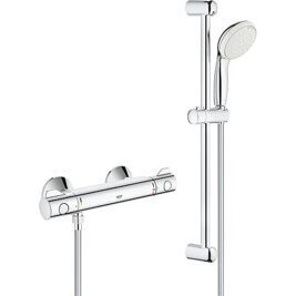 Brausethermostat-Set Grohe Grohtherm 800 mit Brausestange 600 mm Handbrause Ø 100 mm und Brauseschlauch chrom