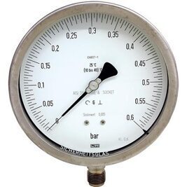 Feinmess-Manometer DN 15 (1/2") radial, 0-25 bar, Kl. 0,6, Ø 160 mm