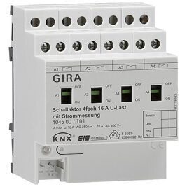 GIRA Schaltaktor 4-fach 16A mit Handbetätigung und Strommessung für C-Lasten KNX REG