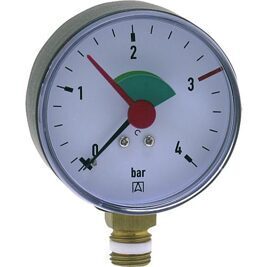 Heizungsmanometer radial 63 mm durch, 1/4" mit selbstdicht. Teflonring