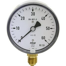 Kapselfedermanometer,Edelstahl KP 63.2 DN8 1/4" radial 0-40 mbar