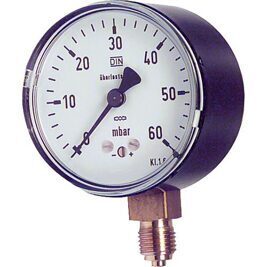 Kapselfedermanometer,Edelstahl, KP 63.3 DN8 1/4" radial 0-60 mbar