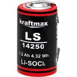 Kraftmax Lithium Batterie 3,6V LS14250 1/2 AA - Zelle Lötfahne U-Form