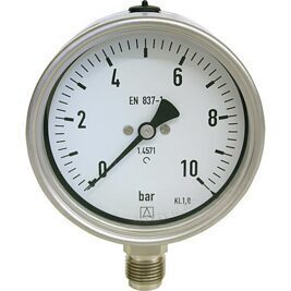 Rohrfeder-Manometer in Chemie-Ausführung ø 100 mm, DN 15 (1/2