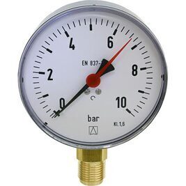 Rohrfeder-Manometer ø 100 mm, DN15 (1/2