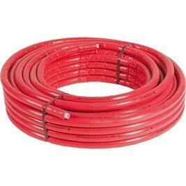 Metallverbundrohr in Rollen 26x2mm mit Isolierung in rot 6mm, VPE = 50m