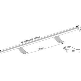 Möbelleuchte 1000, LED 11,12W, 116LED Aluminium, 1m Zuleitung