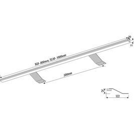 Möbelleuchte 1000, LED 17,1W, 114LED Aluminium, 1m Zuleitung