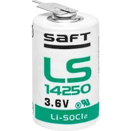 Saft Lithium Batterie 3,6V LS14250-2PF 1/2AA - Zelle 1/1 pin +/-