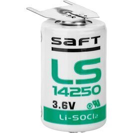 Saft Lithium Batterie 3,6V LS14250-3PF 1/2AA - Zelle 2/1 pin ++/-