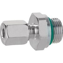 Schneidring-Verschraubung 12x3/8", zyl. mit O-Ring + MS-SR kurze Ausführung