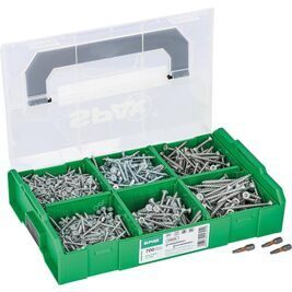 Schraubensortiment, Senkkopf, Torx® (T-STAR Plus), + 3 Bits in Mini L-BOXX®, Voll- und Teilgewinde, 700 Stück