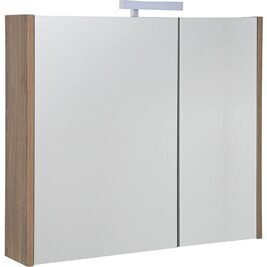 Spiegelschrank Akira mit LED-Beleuchtung, 2 Türen, Nabucco Eiche, 800x700x155mm