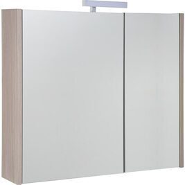 Spiegelschrank Akira mit LED-Beleuchtung, 2 Türen, Ulme Rousseau, 800x700x155mm