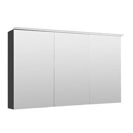 Spiegelschrank Lossa mit LED-Aufsatzleuchte 3 Türen anthrazit matt 1200x750x194 mm