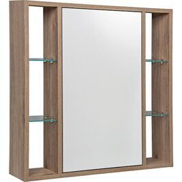 Spiegelschrank Lucky m. offenen Seitenteile und 1 Türe, mit E-Box, Nabucco Eiche, 740x750x160mm