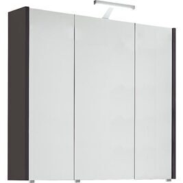 Spiegelschrank mit Beleuchtung anthrazit Hochglanz 3 Türen 850x750x188 mm