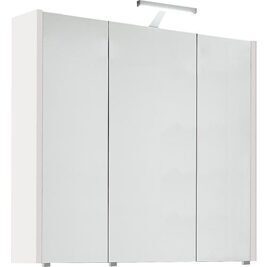 Spiegelschrank mit Beleuchtung weiß Hochglanz 3 Türen 850x750x188 mm