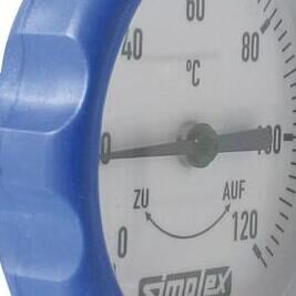 Thermometergriff rund integrierter Thermometer Ø 63 mm in Blau