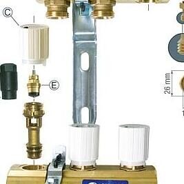 Thermostatventil P10V für Verteiler R553E 1" und Verteiler R553F 1"