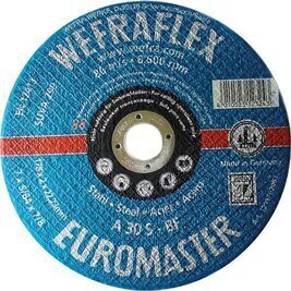 Trennscheibe Euromaster blau gerade für Stahl 178 x 3 x 22 mm