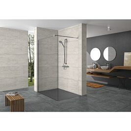 Walk-In Glasduschwand Hüppe modular mit Wandprofil-Set, BxHxT:1290-1310x2000x8 mm ETC silber matt